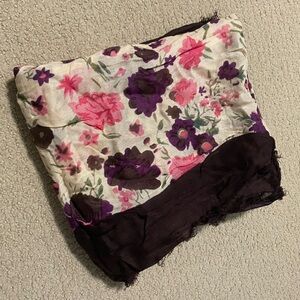 Floral Scarf with Purple and Pink Accents